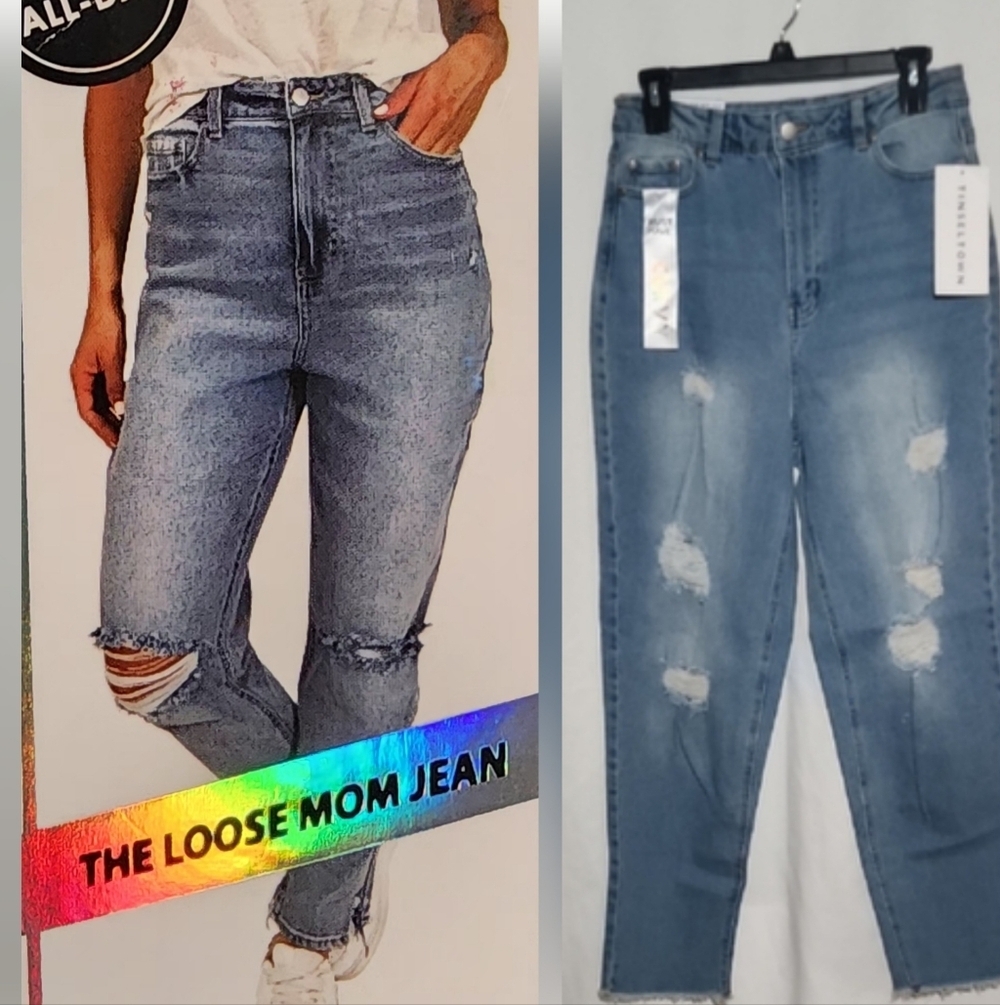 Tinseltown Light Blue Ripped Cropped Jeans